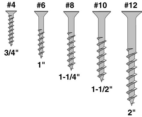 wood screws sizes